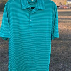 Men's Walter Hagen Green Striped Polo Shirt
